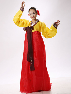 Écharpe Satin étage longueur robe Maxi Set Halloween Costume coréen Déguisements traditionnel fémini