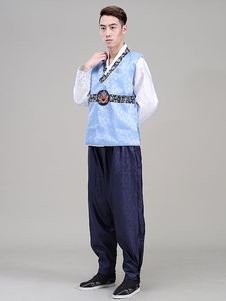 Pantalon lâche Satin ensemble Halloween Costume coréen déguisements traditionnels masculine en 3 piè