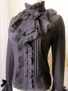 Sweet Lolita Blouse Vintage col arcs Flare ébouriffé Lolita chemise à manches