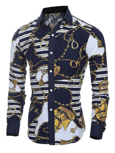 Chemise en coton bleu manches longues