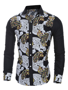 Chemise en coton noir manches longues