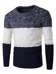 Pull homme en coton mélangé col rond