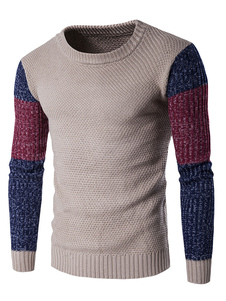 Pull homme en coton mélangé col rond