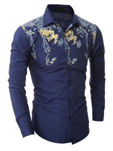 Chemise homme en coton mélangé manches longues
