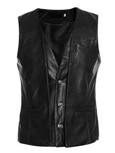 T-shirt homme en PU col V sans manches