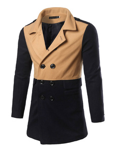 Caban contraste couleur Double Breasted vêtements Casual hommes