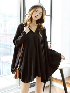 Blouse casual en polyester unicolore plissé irrégulier