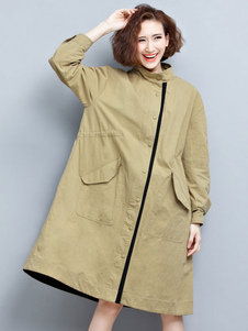 Magnétique manteau d'hiver femme en polyester impression avec poches plissé col montant