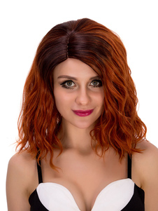 Halloween cheveux perruques Bourgogne épaule ondulées longueur perruques synthétiques féminines
