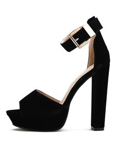 Sandales plateforme sublimes à talons épais en tissu de terry unicolore