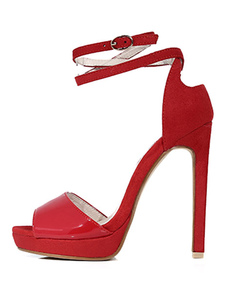 Sandales plateforme à talons aigus en tissu de terry unicolore