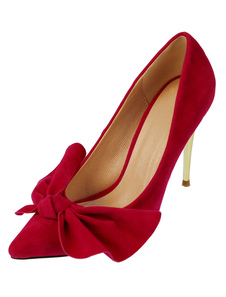 Chaussures à talons à talons aigus en tissu de terry unicolore mocassin avec noeud de polyuréthane /