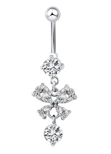 Anneaux nombril Dangle nombril ventre anneau Fringe cuivre blanc fleur corps bijoux Piercing