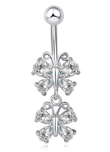 Anneaux nombril Dangle nombril anneaux blanc papillon cuivre bijoux de piercing