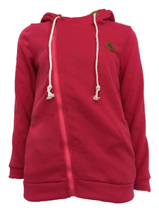 Pull sportwear en coton unicolore avec poches ouverture avant à capuche manches casaque