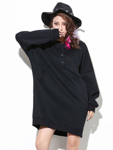 Magnétique robe droite casual en coton noir imprimé animal surdimensionné imprimé fleuri à capuche