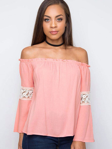 Blouse femme casual en acétate de cellulose rose bicolore creusé surdimensionné