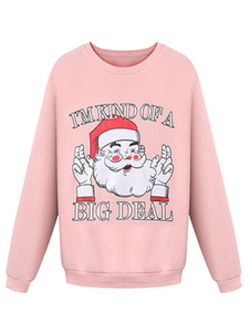 Pull sportwear en coton motif de noël imprimé fleuri surdimensionné col rond manches casaque