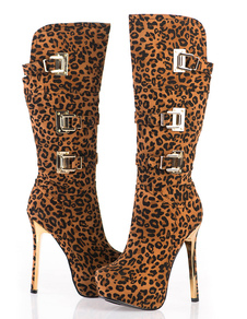 Bottes à bout rond zip en PU unicolore