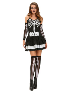 Squelette de robe Costume Halloween squelette osseux Déguisements Costumes pour femmes