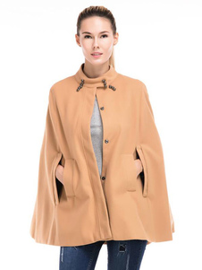 Poncho de laine manteau femme de plissé manteau Cape Poncho Oversize court occasionnel