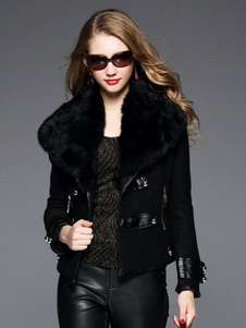 Populaire manteau femme laine de plaine unicolore avec boucle coupe asymétrique col à revers