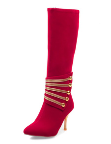 Bottes à talons aigus en micro daim unicolore