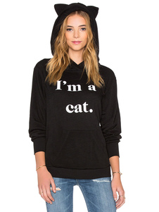 Pull sportwear en fibres de coton imprimé lettres vêtements journaliers à capuche