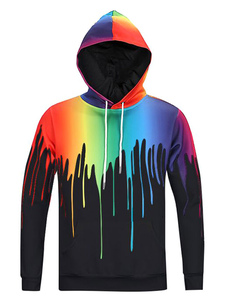 Sweat modeste en polyester noir impression 3D Sans ornement.