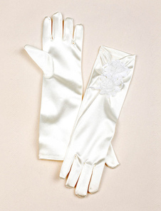 Gants Tissu de satin écru blanc fête de mariage long