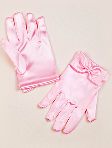 Gants Tissu de satin rose fête de mariage court