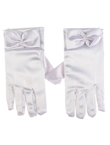Gants Tissu de satin blanc de mariage court