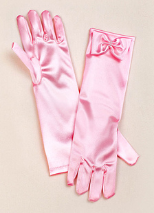Gants Tissu de satin rose fête de mariage long