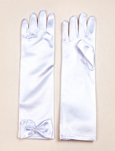 Gants Tissu de satin blanc fête de mariage long