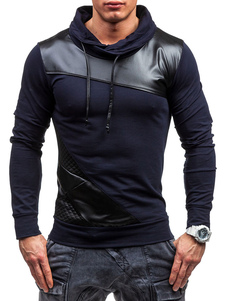 Sweat confortable en coton mélangé color-block avec cordon