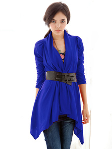 Éblouissant manteau unicolore ouverture avant Col châle