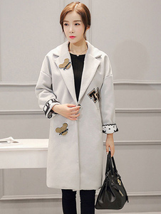 Magnétique manteau en polyester impression avec poches col à revers