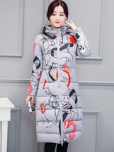 Adorable manteau en polyester impression avec poches à capuche