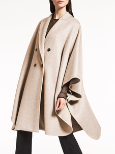 Populaire manteau en laine mélangée rose clair unicolore avec bouton surdimensionné col à revers