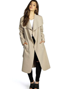 Fascinant manteau femme laine de plaine unicolore convenable col à revers