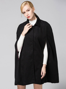 Poncho Cape manteau noir manteau Oversize laine féminin pour l’hiver