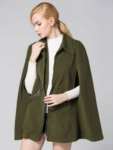 Plaine laine Zip poncho Cape manteau féminin Up manteau Oversize pour l’hiver