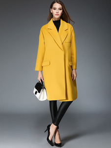 Éblouissant manteau en gabardine unicolore avec poches surdimensionné revers cranté