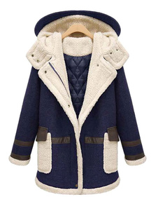 Énigmatique manteau femme en acétate de cellulose bicolore avec poches ouverture avant à capuche