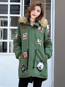 Populaire manteau en coton unicolore avec poches ouverture avant à capuche manches casaque