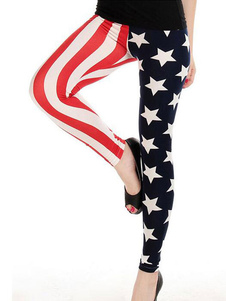 Fascinants leggings féminins rouges hip hop en spandex imprimé étoile imprimé fleuris