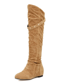 Bottes à talons compensés en tissu de terry unicolore avec rivet