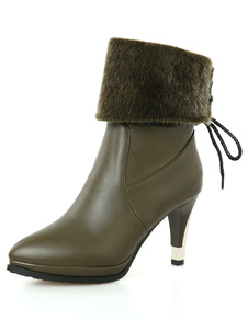 Bottes mi-mollet Tige réglable à bout pointu en PU unicolore