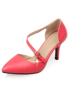 Escarpins à talons aigus en PU unicolore semelles en caoutchouc antifriction