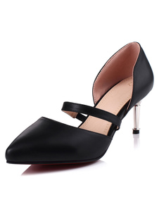 Escarpins à talons aigus en PU unicolore mocassin semelles en caoutchouc antifriction